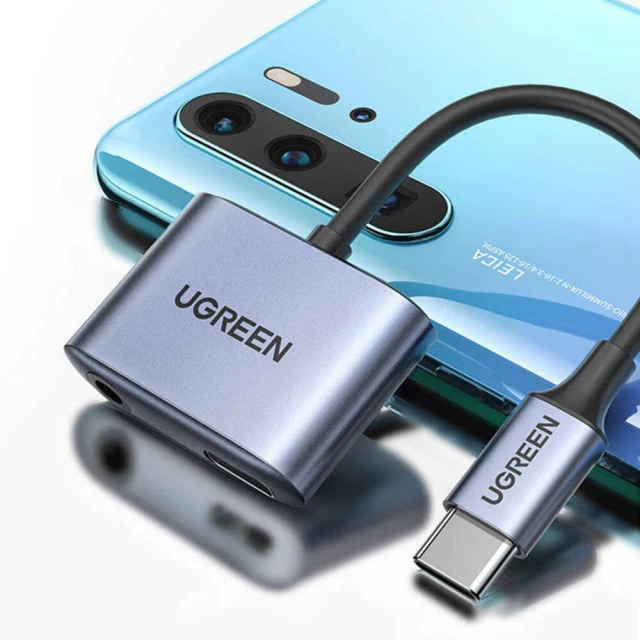 Адаптер Ugreen Audio Adapter USB Type-C to USB Type-C PD QC with Mini Jack 3.5mm Gray (UGR1278GRY)
