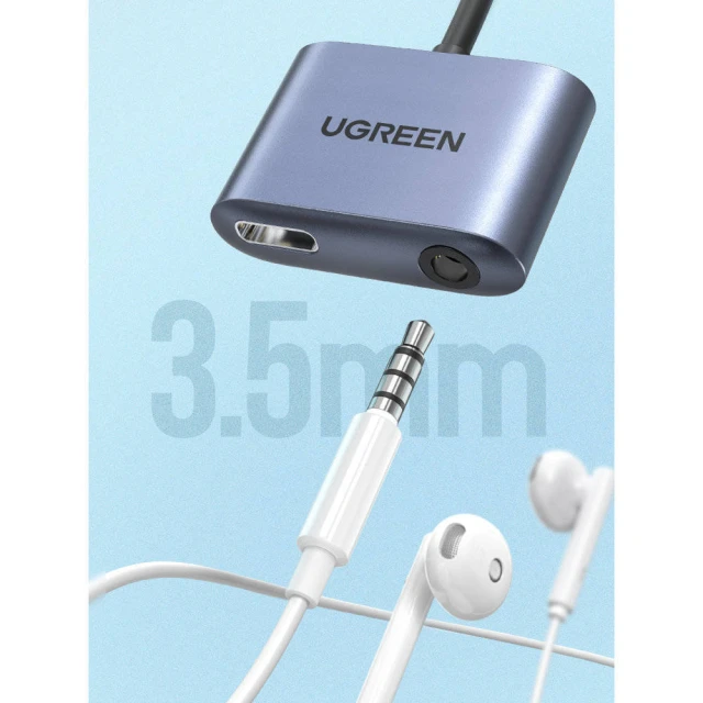 Адаптер Ugreen Audio Adapter USB Type-C to USB Type-C PD QC with Mini Jack 3.5mm Gray (UGR1278GRY)