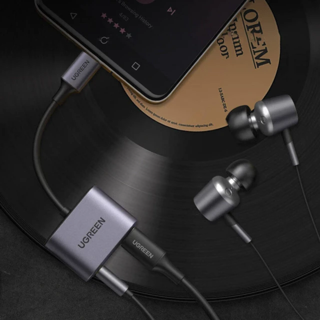 Адаптер Ugreen Audio Adapter USB Type-C to USB Type-C PD QC with Mini Jack 3.5mm Gray (UGR1278GRY)