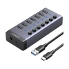 USB-хаб Ugreen 7-in-1 USB Type-C to 7x USB Type-A 3.0 PD DC 12V Gray (UGR1228BLK)