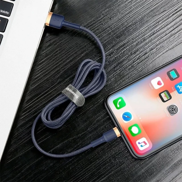 Кабель Baseus Cafule USB-A to Lightning 1m Navy Blue/Gold (6953156290754)