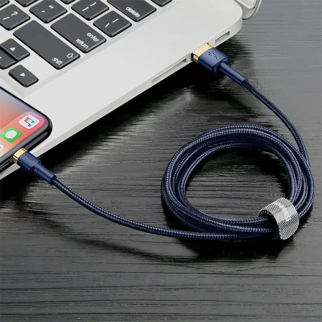 Кабель Baseus Cafule USB-A to Lightning 1m Navy Blue/Gold (6953156290754)