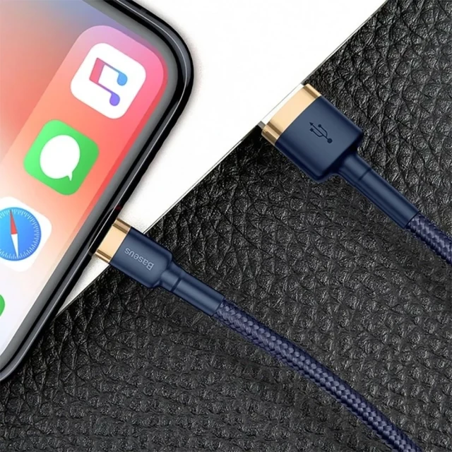 Кабель Baseus Cafule USB-A to Lightning 1m Navy Blue/Gold (6953156290754)