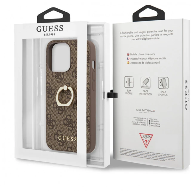 Чохол Guess Ring Stand для iPhone 13 Pro Brown (GUHCP13L4GMRBR)