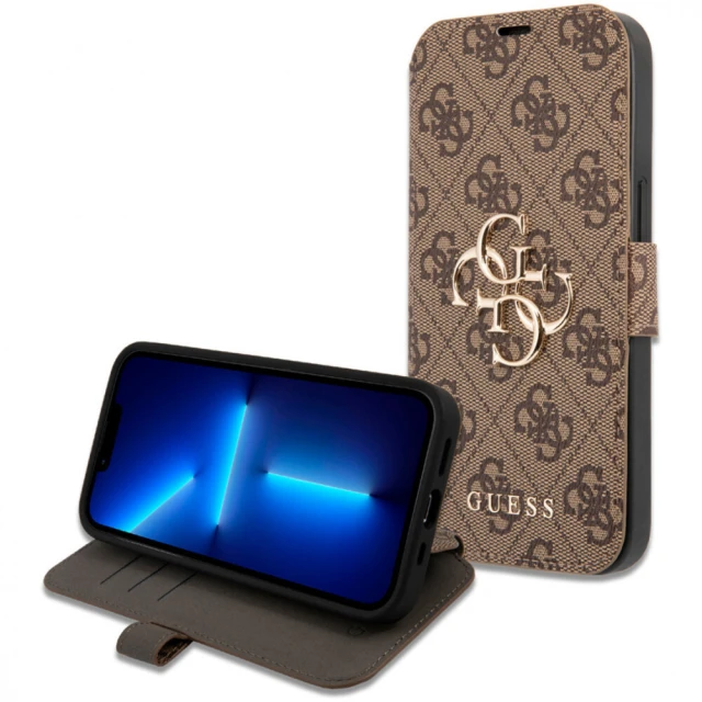 Чохол-книжка Guess Big Metal Logo для iPhone 13 Pro Max Brown (GUBKP13X4GMGBR)