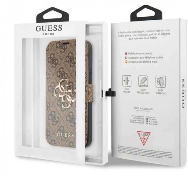 Чохол-книжка Guess Big Metal Logo для iPhone 13 Pro Max Brown (GUBKP13X4GMGBR)