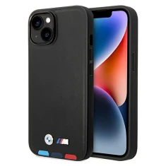 Чохол BMW для iPhone 14 Plus Leather Stamp Tricolor Black with MagSafe (BMHMP14M22PTDK)