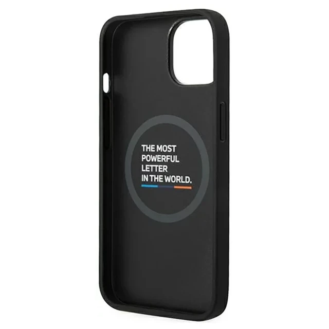 Чохол BMW для iPhone 14 Plus Leather Stamp Tricolor Black with MagSafe (BMHMP14M22PTDK)