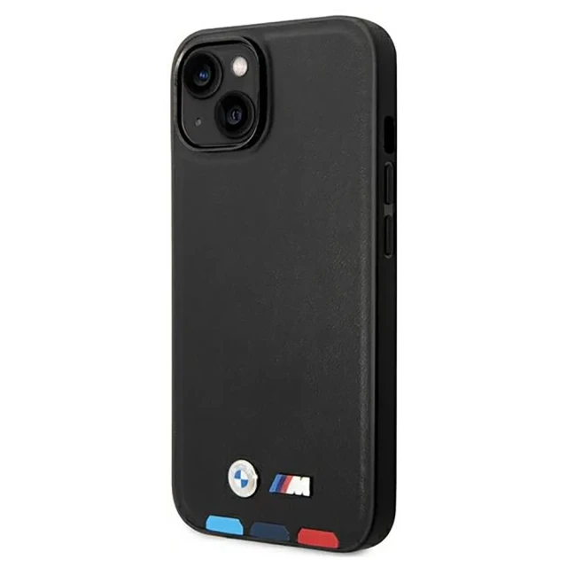 Чохол BMW для iPhone 14 | 13 Leather Stamp Tricolor Black with MagSafe (BMHMP14S22PTDK)