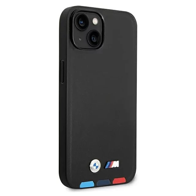 Чохол BMW для iPhone 14 | 13 Leather Stamp Tricolor Black with MagSafe (BMHMP14S22PTDK)