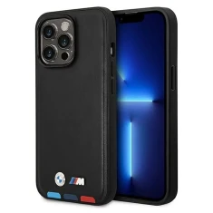 Чехол BMW для iPhone 14 Pro Leather Stamp Tricolor Black (BMHCP14L22PTDK)