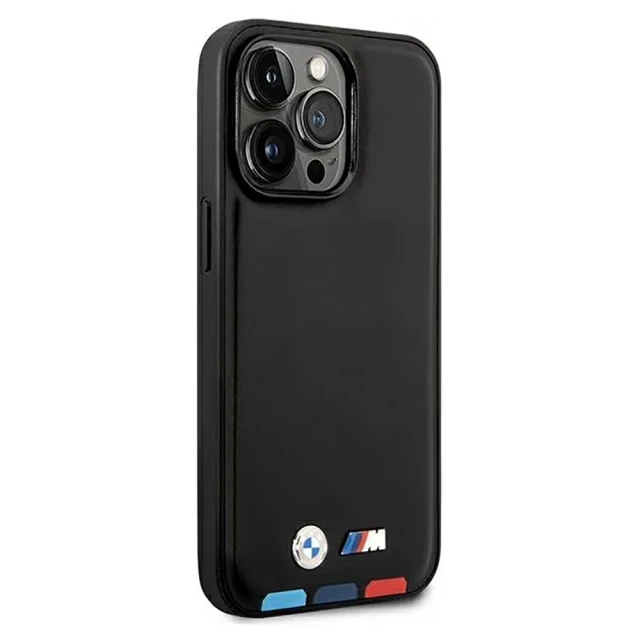 Чохол BMW для iPhone 14 Pro Leather Stamp Tricolor Black (BMHCP14L22PTDK)