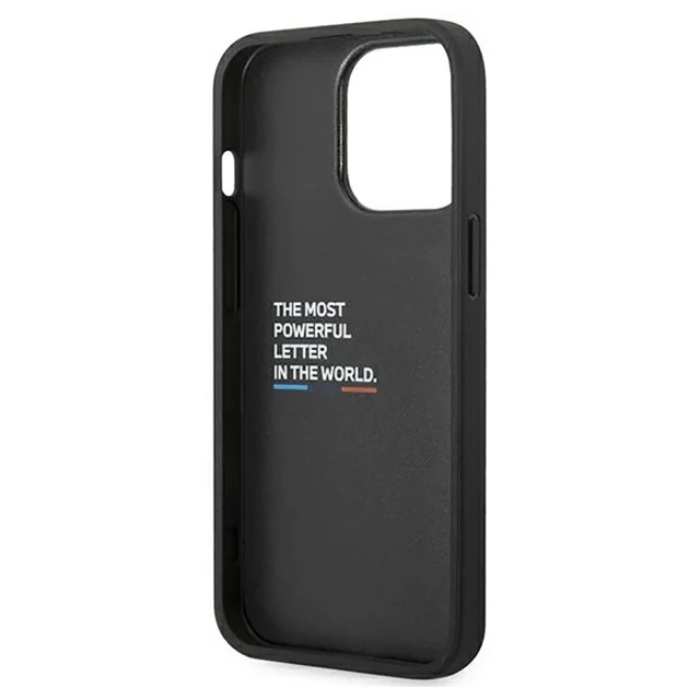 Чохол BMW для iPhone 14 Pro Leather Stamp Tricolor Black (BMHCP14L22PTDK)
