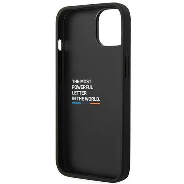 Чохол BMW для iPhone 14 Plus Leather Stamp Tricolor Black (BMHCP14M22PTDK)