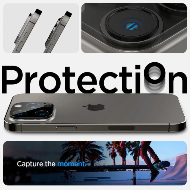 Защитное стекло Spigen для камеры iPhone 14 Pro | 14 Pro Max Optik.tR Camera Protector (2 pack) Black (AGL05273)