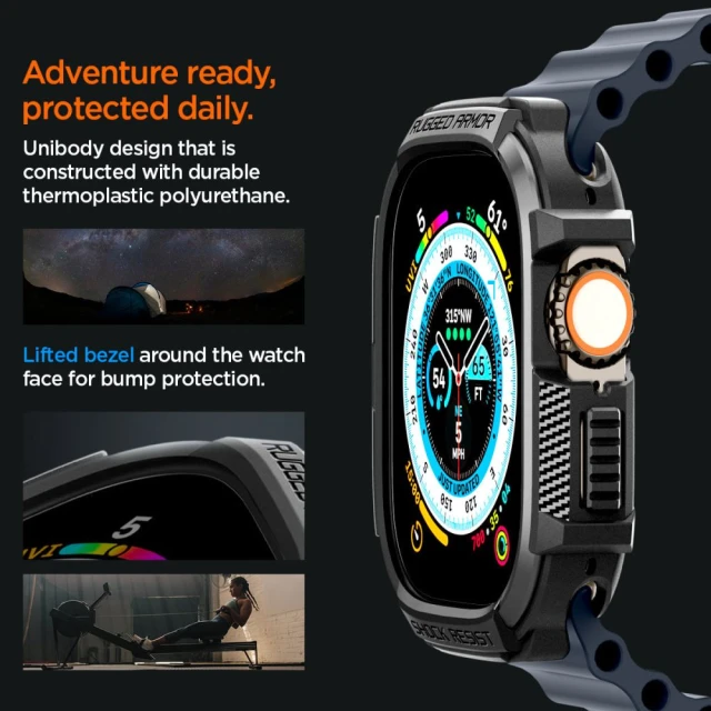 Чохол Spigen Rugged Armor для Apple Watch Ultra 49 mm Matte Black (ACS05456)