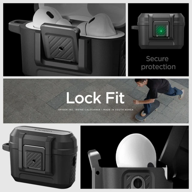 Чохол для навушників Spigen Lock Fit для AirPods Pro 1 | 2 Matte Black (ACS05485)
