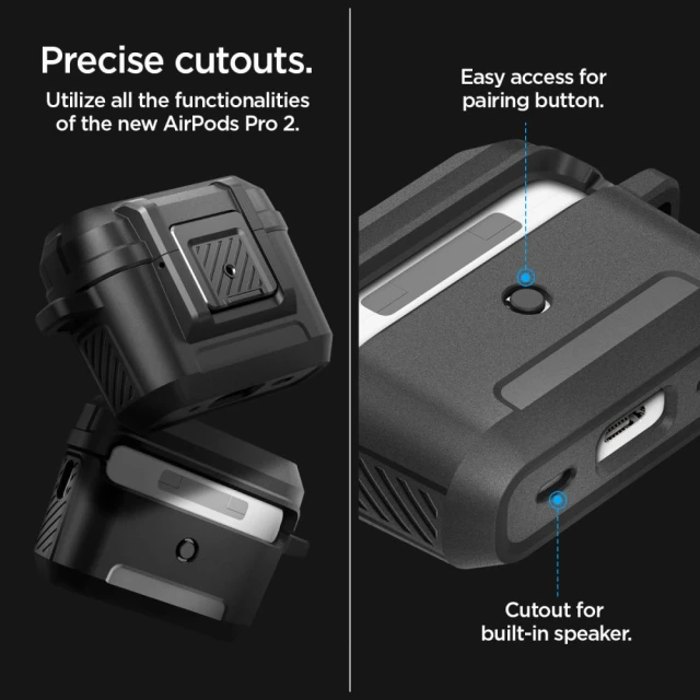 Чохол для навушників Spigen Lock Fit для AirPods Pro 1 | 2 Matte Black (ACS05485)
