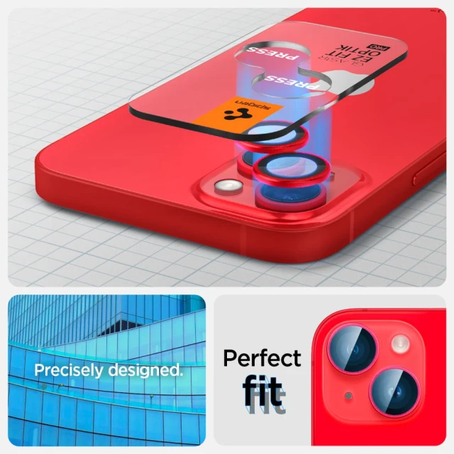 Захисне скло Spigen для камери iPhone 14 | 14 Plus Optik.tR Camera Protector (2 pack) Red (AGL05605)