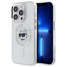 Чохол Karl Lagerfeld IML Metal Choupette Head для iPhone 13 Pro Transparent/White with MagSafe (KLHMP13LHLSCHH)