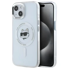 Чохол Karl Lagerfeld IML Metal Choupette Head для iPhone 15 Plus Transparent/White with MagSafe (KLHMP15MHLSCHH)