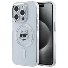 Чохол Karl Lagerfeld IML Metal Choupette Head для iPhone 15 Pro Transparent/White with MagSafe (KLHMP15LHLSCHH)