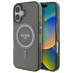 Чехол Guess IML Glitter Circle для iPhone 16 Plus Black with MagSafe (GUHMP16MHFGEREK)