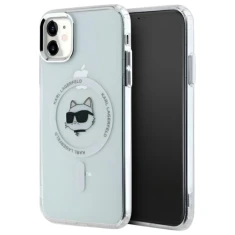 Чохол Karl Lagerfeld IML Metal Choupette Head для iPhone 11 | XR Transparent/White with MagSafe (KLHMN61HLSCHH)