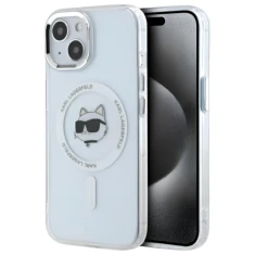 Чохол Karl Lagerfeld IML Metal Choupette Head для iPhone 15 Transparent/White with MagSafe (LHMP15SHLSCHH)