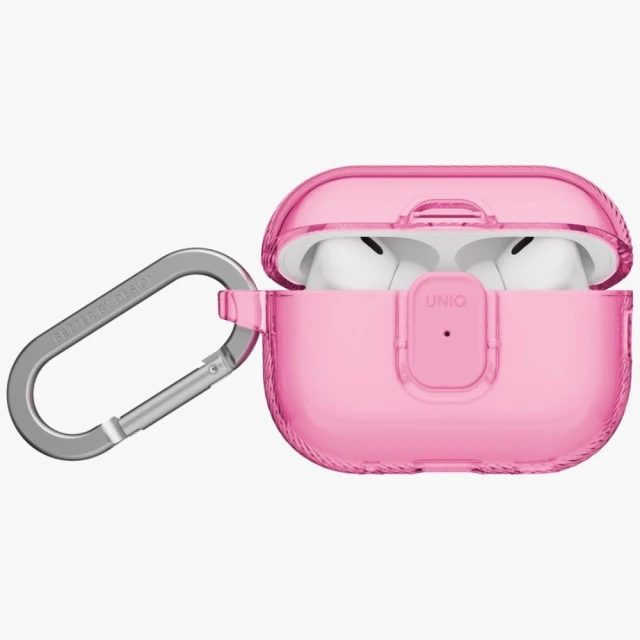 Чохол для навушників UNIQ Lock Case Glase Pro для AirPods Pro 3 Pink (UNIQ-AIRPODSPRO3-GLSPCPNK)