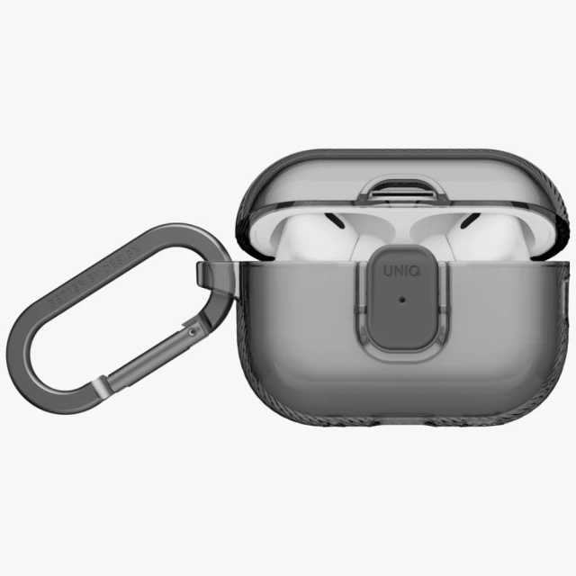 Чохол для навушників UNIQ Lock Case Glase Pro для AirPods Pro 3 Smoke (UNIQ-AIRPODSPRO3-GLSPGSMK)