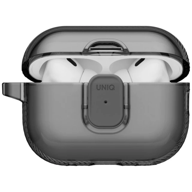 Чохол для навушників UNIQ Lock Case Glase Pro для AirPods Pro 3 Smoke (UNIQ-AIRPODSPRO3-GLSPGSMK)