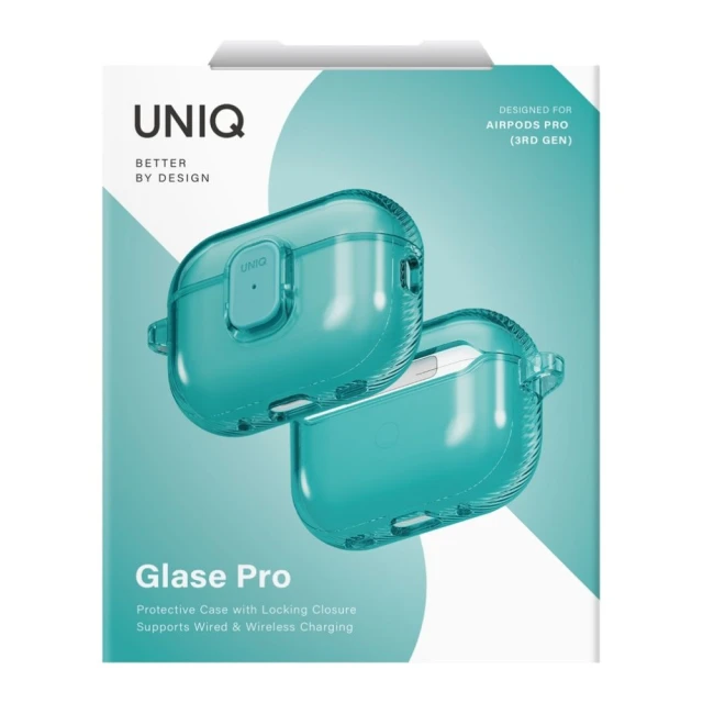 Чохол для навушників UNIQ Lock Case Glase Pro для AirPods Pro 3 Teal (UNIQ-AIRPODSPRO3-GLSPTEAL)