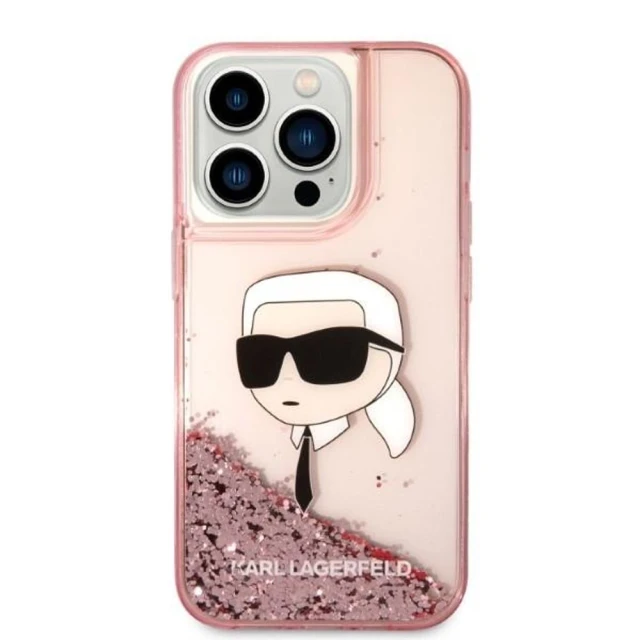 Чохол Karl Lagerfeld Glitter Karl Head для iPhone 14 Pro Pink (KLHCP14LLNKHCP)