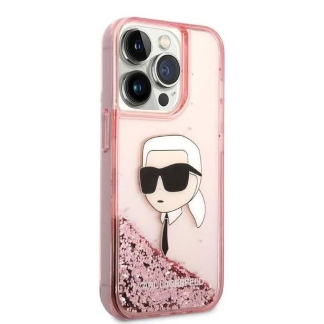 Чохол Karl Lagerfeld Glitter Karl Head для iPhone 14 Pro Pink (KLHCP14LLNKHCP)