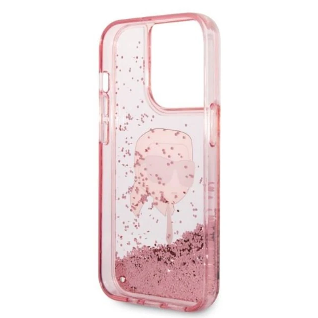 Чохол Karl Lagerfeld Glitter Karl Head для iPhone 14 Pro Pink (KLHCP14LLNKHCP)