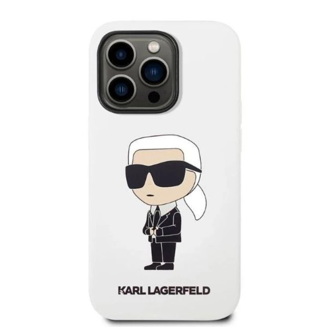 Чохол Karl Lagerfeld Silicone Ikonik для iPhone 14 Pro White (KLHCP14LSNIKBCH)
