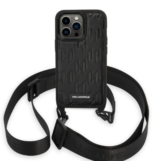 Чохол Karl Lagerfeld Monogram Plaque Logo Strap для iPhone 14 Pro Black (KLHCP14LSTMMK)