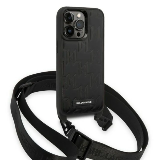Чохол Karl Lagerfeld Monogram Plaque Logo Strap для iPhone 14 Pro Black (KLHCP14LSTMMK)