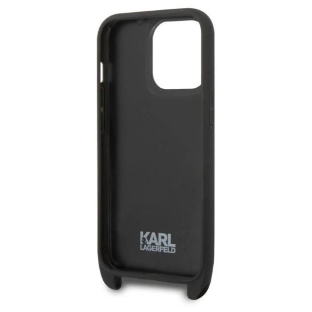 Чохол Karl Lagerfeld Monogram Plaque Logo Strap для iPhone 14 Pro Black (KLHCP14LSTMMK)