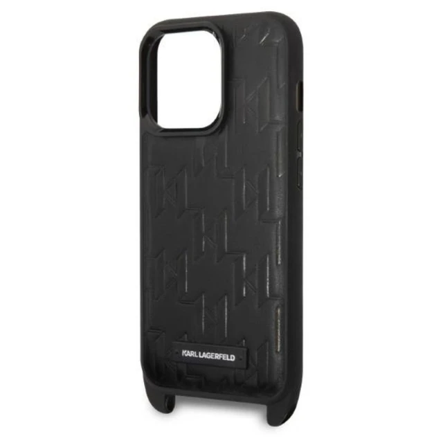 Чохол Karl Lagerfeld Monogram Plaque Logo Strap для iPhone 14 Pro Black (KLHCP14LSTMMK)