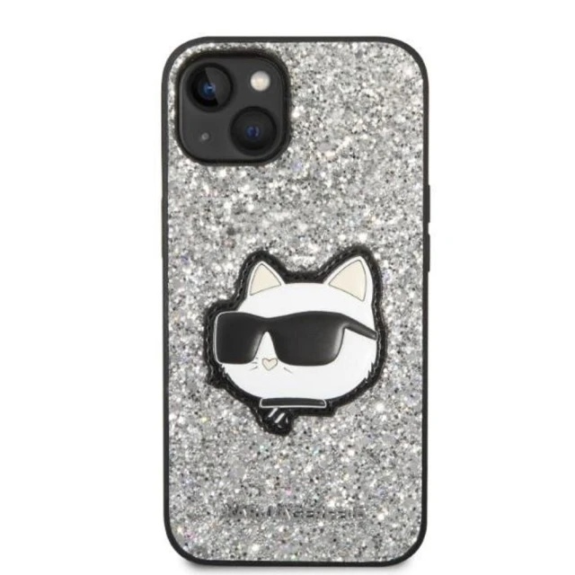 Чехол Karl Lagerfeld Glitter Choupette Patch для iPhone 14 Plus Silver (KLHCP14MG2CPS)