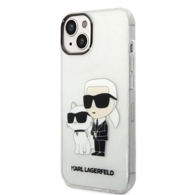 Чохол Karl Lagerfeld Gliter Karl & Choupette для iPhone 14 Plus Transparent (KLHCP14MHNKCTGT)