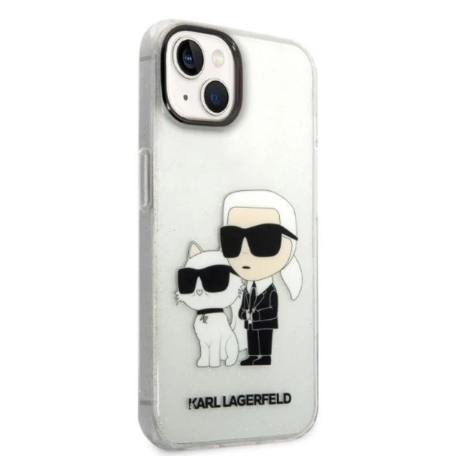 Чохол Karl Lagerfeld Gliter Karl & Choupette для iPhone 14 Plus Transparent (KLHCP14MHNKCTGT)