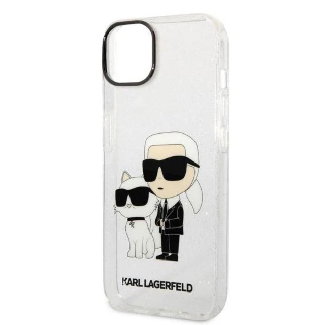 Чохол Karl Lagerfeld Gliter Karl & Choupette для iPhone 14 Plus Transparent (KLHCP14MHNKCTGT)