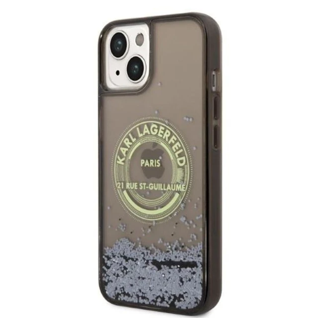 Чохол Karl Lagerfeld Liquid Glitter RSG для iPhone 14 | 13 Black (KLHCP14SLCRSGRK)