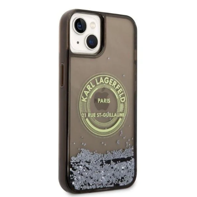 Чохол Karl Lagerfeld Liquid Glitter RSG для iPhone 14 | 13 Black (KLHCP14SLCRSGRK)