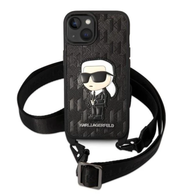Чохол Karl Lagerfeld Monogram Ikonik Patch для iPhone 14 | 13 Black (KLHCP14SSTKMK)
