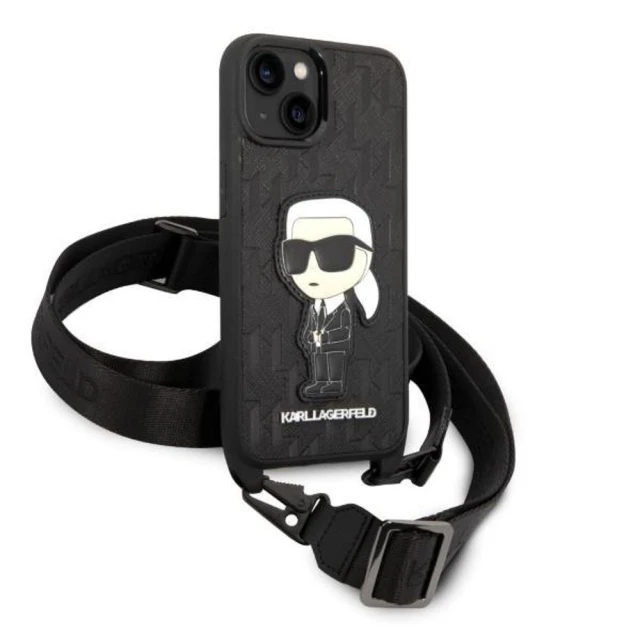 Чохол Karl Lagerfeld Monogram Ikonik Patch для iPhone 14 | 13 Black (KLHCP14SSTKMK)