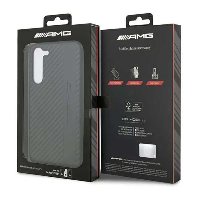 Чохол Mercedes для Samsung Galaxy S23 Plus S916 Carbon Stripe&Embossed Black (AMHCS23MBLSCA)